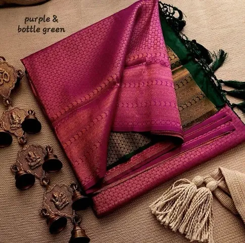 Silk Blend Banarasi Silk Sarees with Blouse Piece