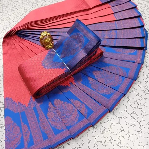 Silk Blend Woven Design Sarees with Blouse Piece