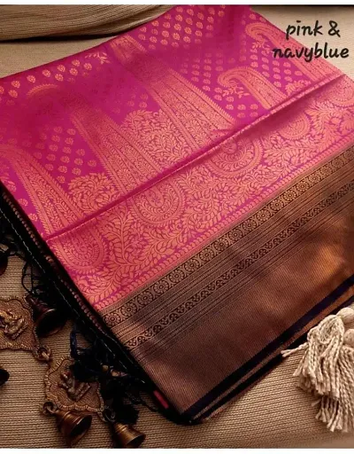 Silk Blend Woven Design Kanjeevaram Sarees with Blouse Piece