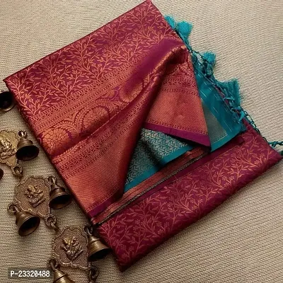 Silk Blend Kanjeevaram Woven Design Saree with Blouse Piece