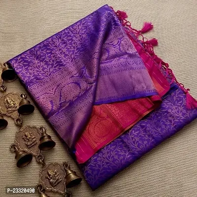 Silk Blend Kanjeevaram Woven Design Saree with Blouse Piece