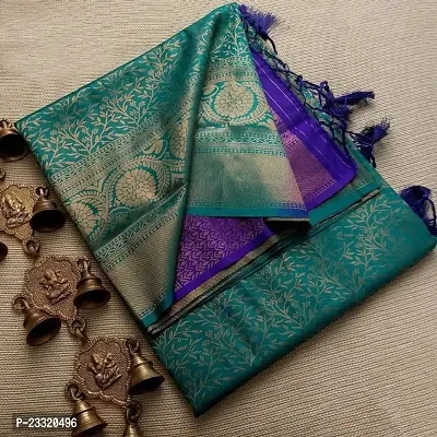 Silk Blend Kanjeevaram Woven Design Saree with Blouse Piece