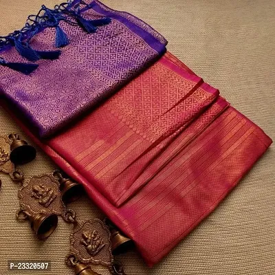 Silk Blend Kanjeevaram Woven Design Saree with Blouse Piece