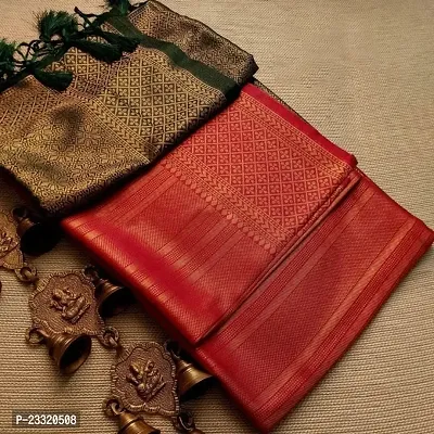 Silk Blend Kanjeevaram Woven Design Saree with Blouse Piece