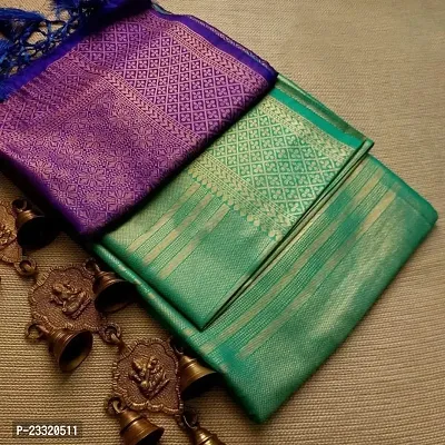 Silk Blend Kanjeevaram Woven Design Saree with Blouse Piece