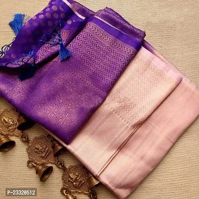 Poly cotton Woven Design Zari Work Saree with Blouse Piece-thumb0