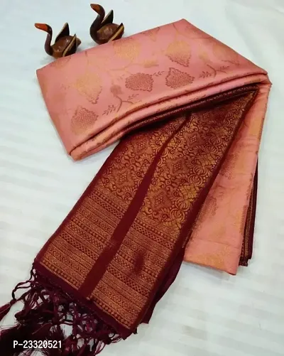 Silk Blend Kanjeevaram Woven Design Saree with Blouse Piece