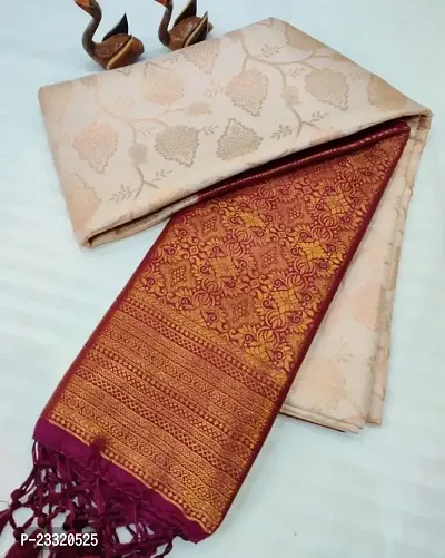 Silk Blend Kanjeevaram Woven Design Saree with Blouse Piece