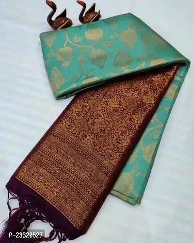 Silk Blend Kanjeevaram Woven Design Saree with Blouse Piece