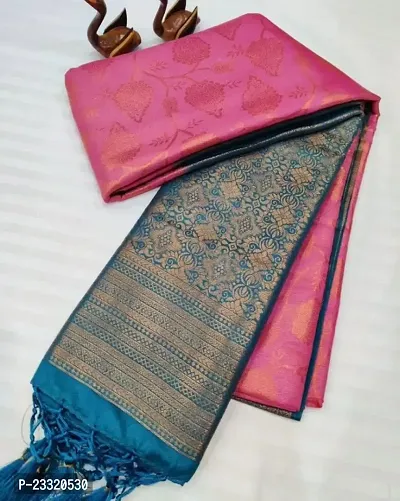 Silk Blend Kanjeevaram Woven Design Saree with Blouse Piece