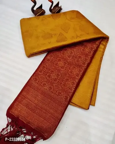 Silk Blend Kanjeevaram Woven Design Saree with Blouse Piece