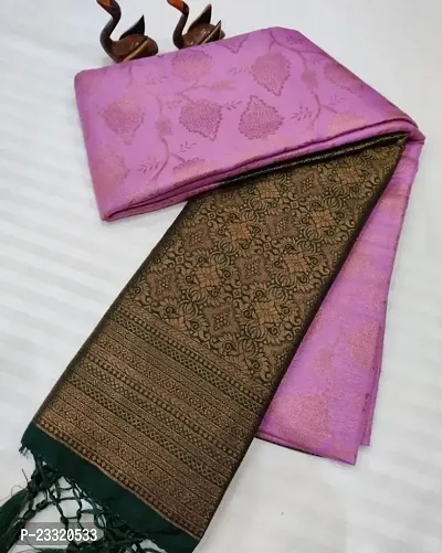 Silk Blend Kanjeevaram Woven Design Saree with Blouse Piece