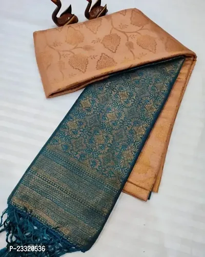 Silk Blend Kanjeevaram Woven Design Saree with Blouse Piece