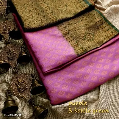 Silk Blend Banarasi Woven Design Saree with Blouse Piece-thumb0