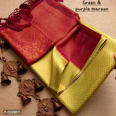 Silk Blend Kanjeevaram Woven Design Saree with Blouse Piece-thumb0