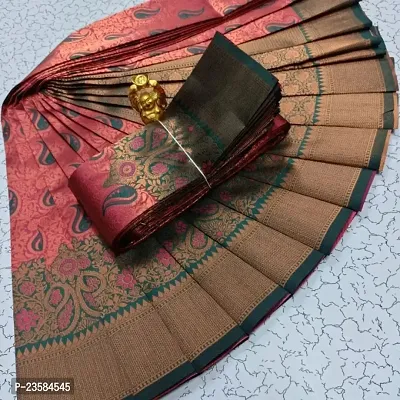 Kanjeevaram Silk Blend Woven Design Zari Work Saree with Blouse Piece-thumb0