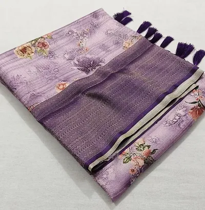 Kanjeevaram Silk Blend Woven Design Digital Printed Saree with Blouse Piece