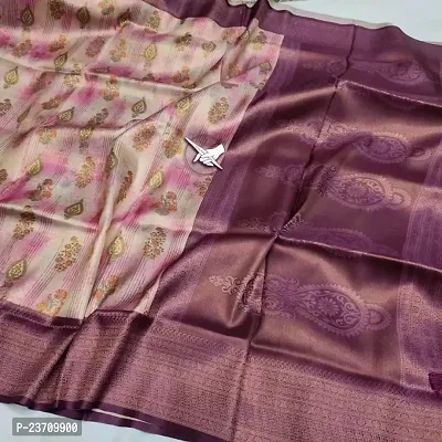 Soft Silk Digital Printed Kanjeevaram Saree with Blouse Piece