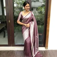 Fancy Silk Blend Saree with Blouse Piece For Women-thumb1