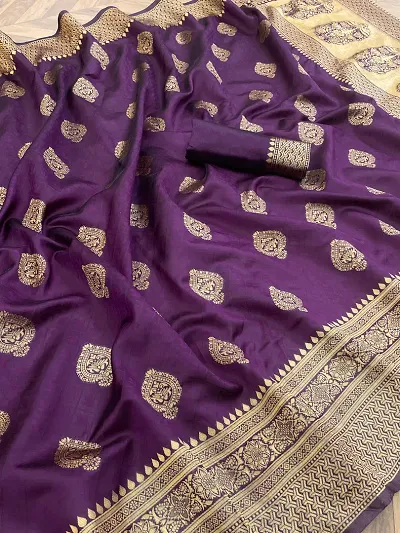 Woven Design Cotton Blend Sarees with Blouse Piece