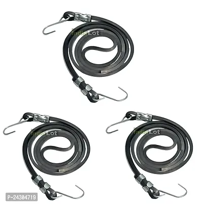 High Strength Rubber Bungee for Motorcycle, Luggage Tying Rope with Hooks -Black - 5FT Set of 3