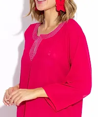 SUN-ROSE FASHIONS Solid Plain Colors Casual Straight Kurta for Women | Full Sleeves | Transparent | Size L | Suitable for 40-42 Bust (Rani Pink)-thumb2