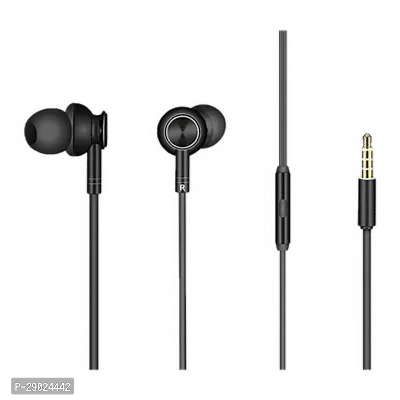 Premium Quality Wired  3.5 Mm Single Pin InEar Earphone Headsets With Microphone Tangle Free Cord Black