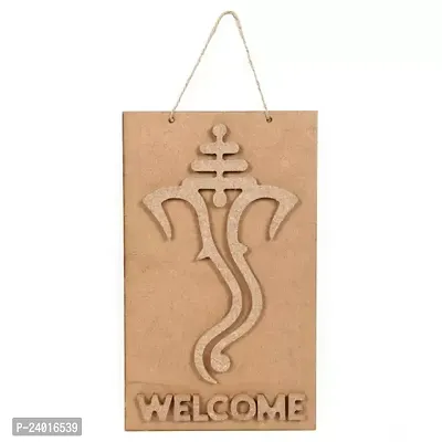 Mdf Pre Marked Ganesha Welcome With Jute Hanging 6 X 10Inch 1Pc