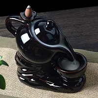 Handicraft Tea Kettle Smoke Fountain | Incense Stick Holder Decorative Showpiece - 10 cm  (Polyresin, Black)-thumb3