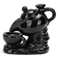 Handicraft Tea Kettle Smoke Fountain | Incense Stick Holder Decorative Showpiece - 10 cm  (Polyresin, Black)-thumb4
