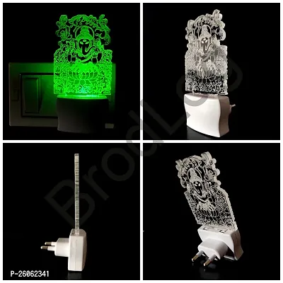 New Ganpati 3D Optical Illusion Acrylic Night Lamp, 7 Colors Rgb Auto Gradual Changing Led Plug And Play Night Light, Office Light, Best For Gift(4.5 Inch)-thumb3