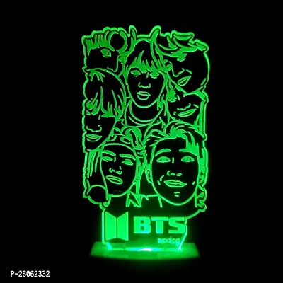 Bts 3D Optical Illusion Acrylic Night Lamp, 7 Colors Rgb Auto Gradual Changing Led Plug And Play Night Light, Office Light, Best For Gift