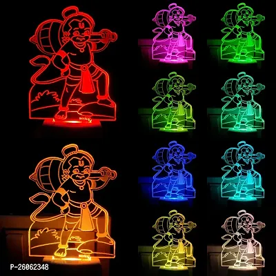 Hanuman 3D Optical Illusion Acrylic Night Lamp, 7 Colors Rgb Auto Gradual Changing Led Plug And Play Night Light, Office Light, Best For Gift(4.5 Inch)-thumb2