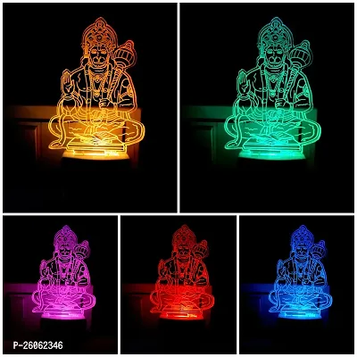 Hanuman 3D Optical Illusion Acrylic Night Lamp, 7 Colors Rgb Auto Gradual Changing Led Plug And Play Night Light, Office Light, Best For Gift(4.5 Inch)-thumb2