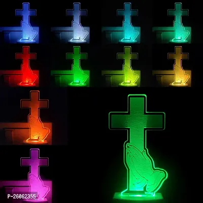 Jesus 3D Optical Illusion Acrylic Night Lamp, 7 Colors Rgb Auto Gradual Changing Led Plug And Play Night Light, Office Light, Best For Gift-thumb2