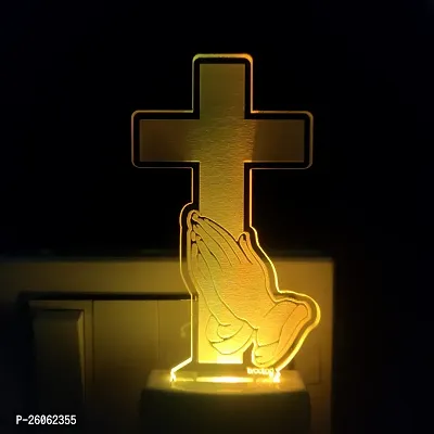 Jesus 3D Optical Illusion Acrylic Night Lamp, 7 Colors Rgb Auto Gradual Changing Led Plug And Play Night Light, Office Light, Best For Gift