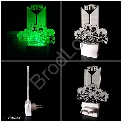 Bts 3D Optical Illusion Acrylic Night Lamp, 7 Colors Rgb Auto Gradual Changing Led Plug And Play Night Light, Office Light, Best For Gift-thumb3