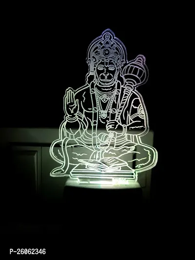 Hanuman 3D Optical Illusion Acrylic Night Lamp, 7 Colors Rgb Auto Gradual Changing Led Plug And Play Night Light, Office Light, Best For Gift(4.5 Inch)