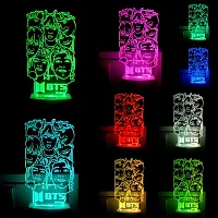 Bts 3D Optical Illusion Acrylic Night Lamp, 7 Colors Rgb Auto Gradual Changing Led Plug And Play Night Light, Office Light, Best For Gift-thumb1