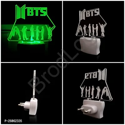 Bts 3D Optical Illusion Acrylic Night Lamp, 7 Colors Rgb Auto Gradual Changing Led Plug And Play Night Light, Office Light, Best For Gift-thumb3