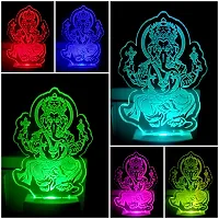 New Ganpati 3D Optical Illusion Acrylic Night Lamp, 7 Colors Rgb Auto Gradual Changing Led Plug And Play Night Light, Office Light, Best For Gift(4.5 Inch)-thumb1