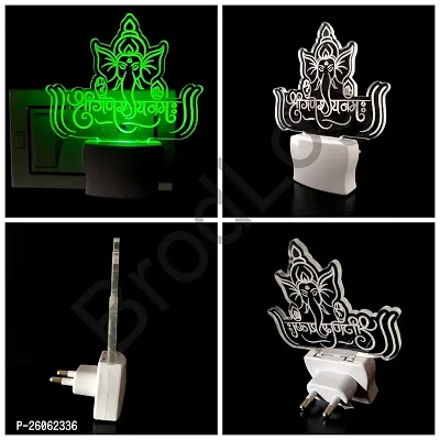 New Ganpati 3D Optical Illusion Acrylic Night Lamp, 7 Colors Rgb Auto Gradual Changing Led Plug And Play Night Light, Office Light, Best For Gift(4.5 Inch)-thumb3