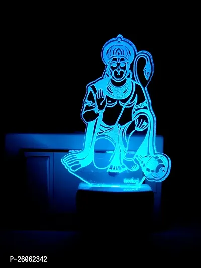 Hanuman 3D Optical Illusion Acrylic Night Lamp, 7 Colors Rgb Auto Gradual Changing Led Plug And Play Night Light, Office Light, Best For Gift(4.5 Inch)