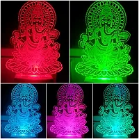 New Ganpati 3D Optical Illusion Acrylic Night Lamp, 7 Colors Rgb Auto Gradual Changing Led Plug And Play Night Light, Office Light, Best For Gift(4.5 Inch)-thumb1