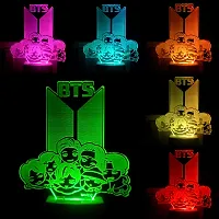 Bts 3D Optical Illusion Acrylic Night Lamp, 7 Colors Rgb Auto Gradual Changing Led Plug And Play Night Light, Office Light, Best For Gift-thumb1