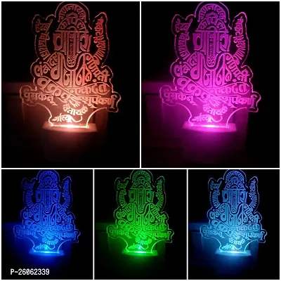 New Ganpati 3D Optical Illusion Acrylic Night Lamp, 7 Colors Rgb Auto Gradual Changing Led Plug And Play Night Light, Office Light, Best For Gift(4.5 Inch)-thumb2