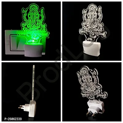 New Ganpati 3D Optical Illusion Acrylic Night Lamp, 7 Colors Rgb Auto Gradual Changing Led Plug And Play Night Light, Office Light, Best For Gift(4.5 Inch)-thumb3