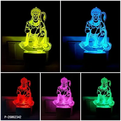 Hanuman 3D Optical Illusion Acrylic Night Lamp, 7 Colors Rgb Auto Gradual Changing Led Plug And Play Night Light, Office Light, Best For Gift(4.5 Inch)-thumb2