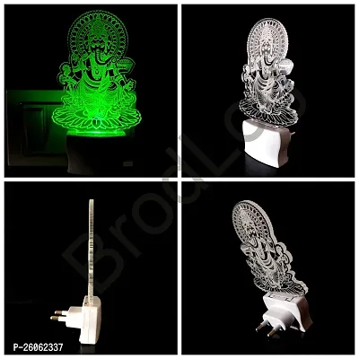 New Ganpati 3D Optical Illusion Acrylic Night Lamp, 7 Colors Rgb Auto Gradual Changing Led Plug And Play Night Light, Office Light, Best For Gift(4.5 Inch)-thumb3