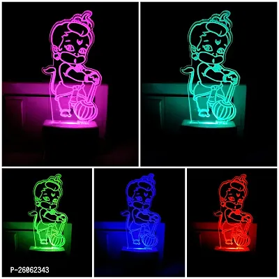 Hanuman 3D Optical Illusion Acrylic Night Lamp, 7 Colors Rgb Auto Gradual Changing Led Plug And Play Night Light, Office Light, Best For Gift(4.5 Inch)-thumb2